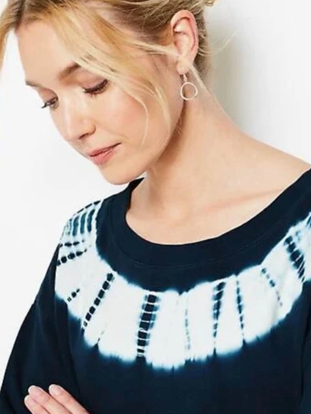 Navy Tie-Dye Yoke & Hem Tunic Dress - Picture 2 of 14